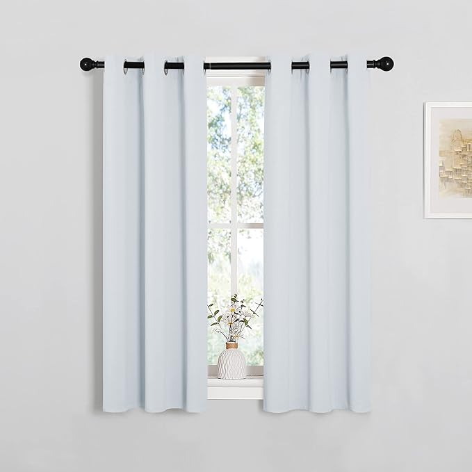 NICETOWN Room Darkening Draperies Curtains Panels, Window Treatment Thermal Insulated Grommet Room Darkening Curtains/Drapes for Bedroom (2 Panels, 29 by 45, Platinum-Greyish White) - Image 2