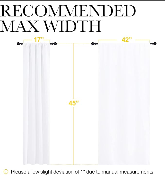 NICETOWN Window Curtain Panels - Rod Pocket Curtain Set for Bedroom (White, 2 Panels, 42 by 45) - Image 7