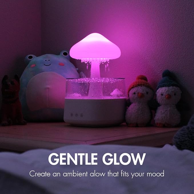 Rain Cloud Humidifier Water Drip with Adjustable LED Lights White Noise Humidification Desk Fountain Bedside Sleeping Relaxing Mood (White) - Image 3
