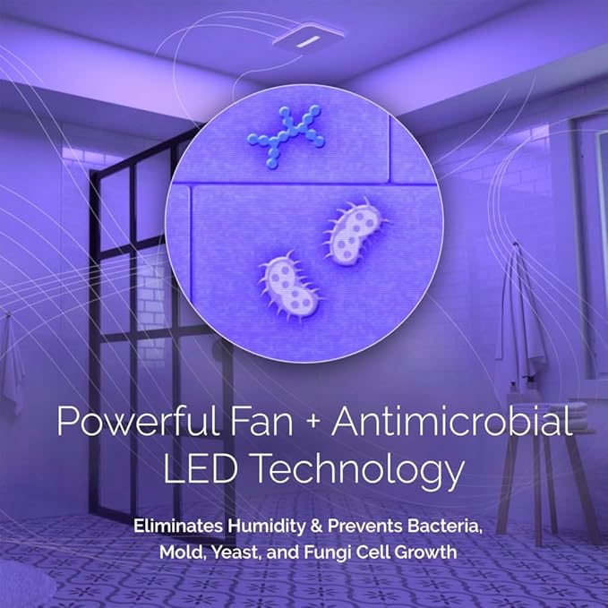 Broan-NuTone AR110LKVV SurfaceShield Vital Vio Powered Exhaust Vent LED White Light & Violet Light, 110 CFM, White - Image 7