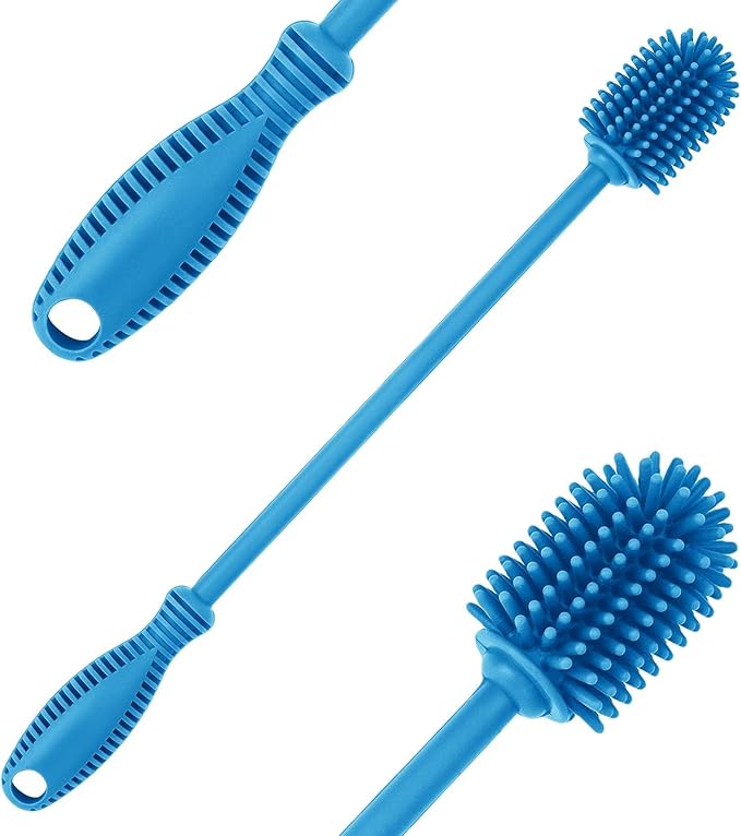 Silicone Bottle Cleaning Brush with Long Handle, Water Bottle Cleaner for Baby Bottles, Hydro Flask, Sports Bottle, Vase, Glassware, Perfect for Smaller Diameter Bottle Openings (Qty 1) by ddLUCK