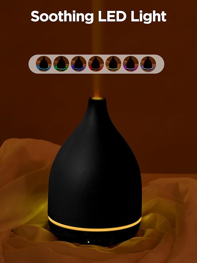 InnoGear Oil Diffuser, 300ML Ceramic Diffuser for Essential Oils Handcrafted Aromatherapy Diffuser Ultrasonic Cool Mist Humidifier with 4 Timers Waterless Auto Off for Room Office, Black - Image 5