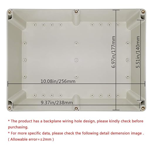 LeMotech ABS Plastic Junction Box Dustproof Waterproof IP65 Electrical Enclosure Box Universal Project Enclosure Grey with PC Transparent Clear Cover 10.4 x 7.2 x 3.7 inch (263 x 182 x 95 mm) - Image 5