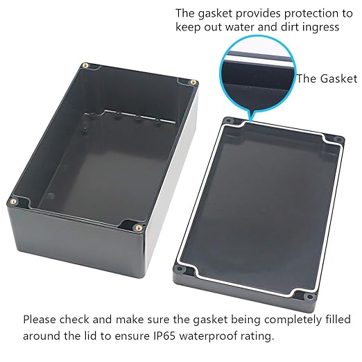 Junction Box, Zulkit Project Box IP65 Waterproof Outdoor Box ABS Plastic Electrical Boxes Electronic Enclosure Black 7.9 x 4.7 x 2.95 inch (200 x 120 x 75mm) - Image 4
