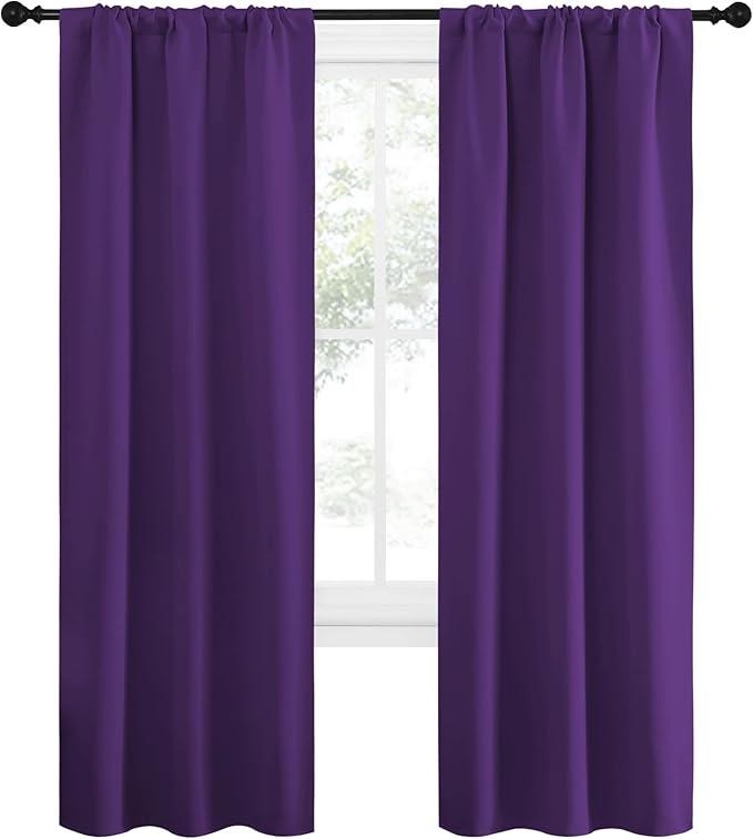 NICETOWN Blackout Curtains for Living Curtains, Triple Weave Home Decoration Thermal Insulated Solid Blackout Curtains & Drapes for Nursery (Set of 2, 34-inch x 72-inch, Royal Purple) - Image 2