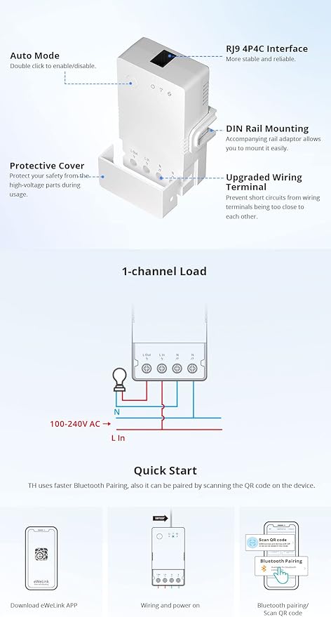 Smilewolf TH Elite 16A/20A WiFi Smart Switch Temperature and Humidity Monitoring Switch Smart Home work with DS18B20/ THS01/ RL560 (THR320) - Image 9