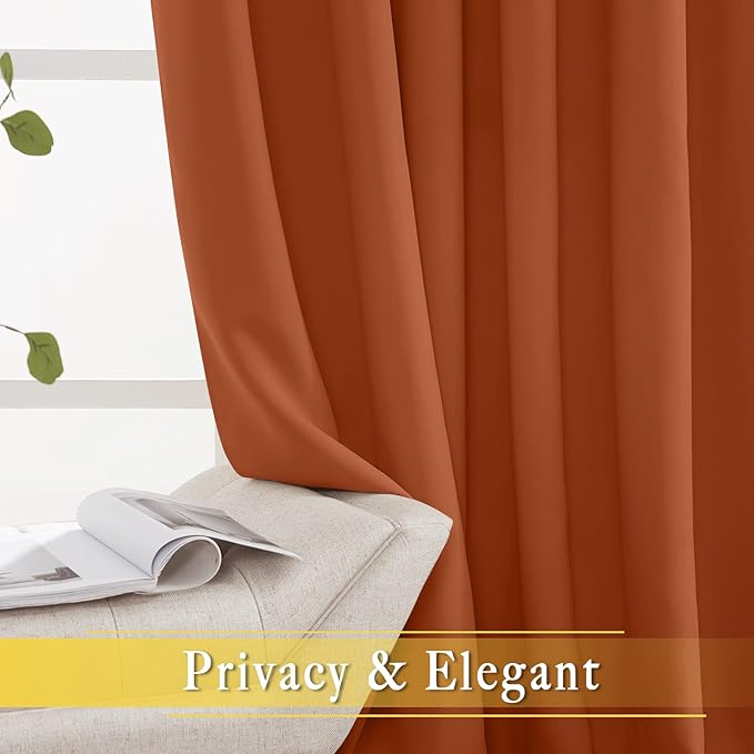 NICETOWN Room Divider Curtain 84 inch Length, Grommet Privacy & Noise Reducing Room Divider Thermal Insulated Window Drape for Sliding Glass Door (1 Panel, Burnt Orange, W80 x L84) - Image 6