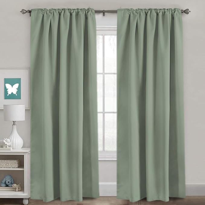 H.VERSAILTEX Blackout Curtains Thermal Insulated Window Treatment Panels Room Darkening Blackout Drapes for Living Room Back Tab/Rod Pocket Bedroom Draperies (2 Panels, Cyan, 52 x 84 Inch) - Image 2