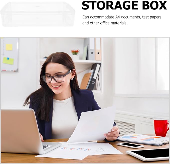 TEHAUX A4 Document Storage Box with Lid, Flat Certificate Organizer File Holder for Office Desk, Desktop File Organizer for Paper, Photos, and Cards - Image 6