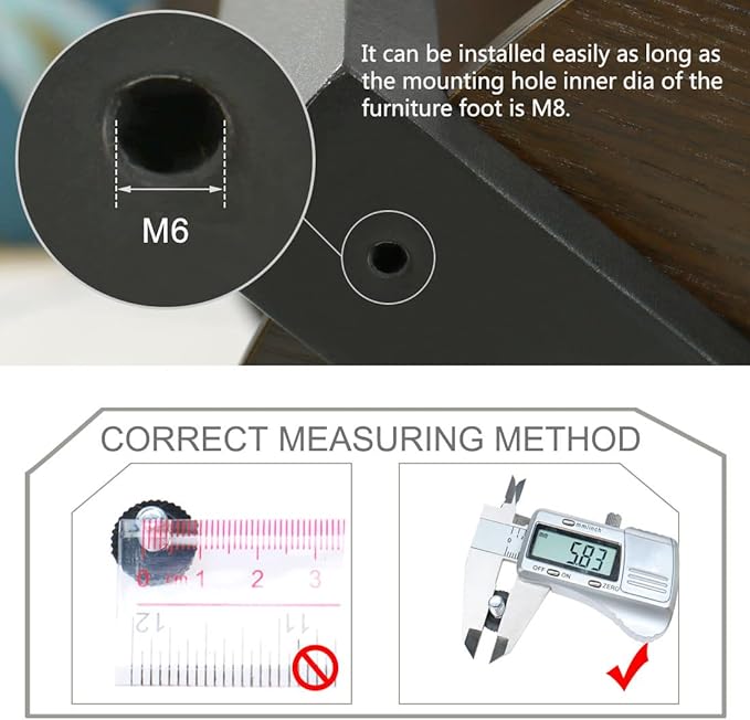 uxcell M6 x 10 x 16mm Leveling Feet Adjustable Leveler Floor Protector for House Furniture Cabinet Table Chair Leg 10 Pack - Image 3