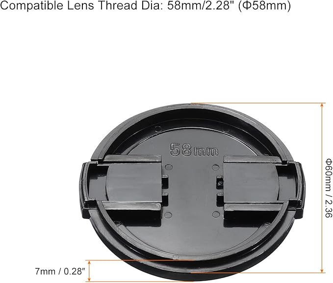 PATIKIL Camera Lens Cap, 2 Pack Sides Pinch Front Lens Cover with Microfiber Cleaning Cloth for 58mm Thread Universal DSLR Lenses for Nikon, for Fujifilm, for Pentax, for Leica - Image 2