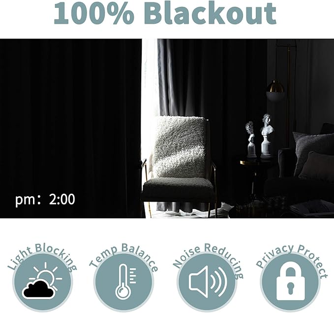 BGment Thermal Insulated 100% Blackout Curtains for Bedroom with Black Liner, Double Layer Full Room Darkening Noise Reducing Grommet Curtain (52 x 72 Inch, Beige, 2 Panels) - Image 4