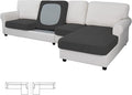 Easy-Going Stretch 4 Pieces Couch Cushion Covers for Sectional Sofa Left/Right L Shape Chaise Lounge Sofa Seat slipcover Anti-Slip Sofa Cover Soft (3 Seater + 1 Chaise, Dark Gray) by Easy-Going
