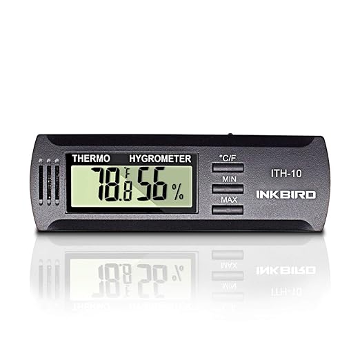 Inkbird ITH-10 Digital Thermometer and Hygrometer Temperature Humidity Monitor for Aging Box Guitar Ukulele by Inkbird
