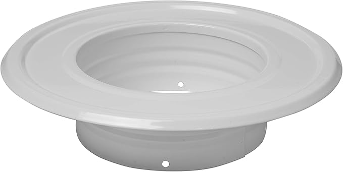 Vent Systems 4" Inch White Duct Connector Flange Plate – Galvanized Steel Straight HVAC Fitting for Cooling, Heating, Airflow, Ventilation System - Wall, Ceiling, Pipe Mount - Indoor Outdoor Use by VentSystems