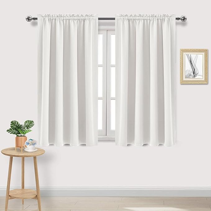 DWCN Blackout Curtains Thermal Insulated, Energy Saving & Noise Reducing Bedroom and Living Room Curtains, Ivory, W 52x L 54 Inch, Set of 2 Rod Pocket Curtain Panels by DWCN
