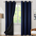 BGment Thermal Insulated 100% Blackout Curtains for Bedroom with Black Liner, Double Layer Full Room Darkening Noise Reducing Grommet Curtain (42 x 84 Inch, Navy Blue, 2 Panels) by BGment