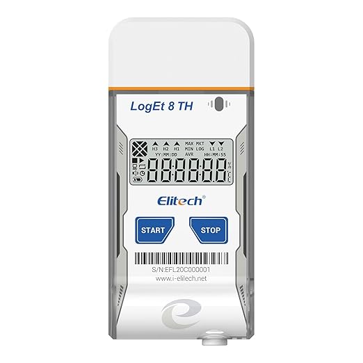 Elitech USB Temperature Humidity Data Logger Reusable Temperature Recorder Digital Refrigerator Thermometer High Accuracy Auto PDF Report USB Port 16000 Points LogEt8TH, -30~70℃, 0~100% RH by Elitech