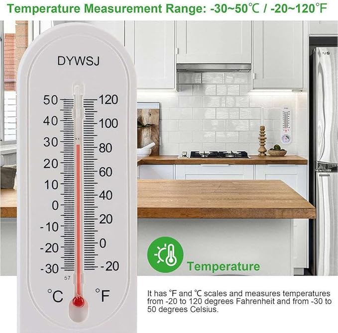 Outdoor/Indoor Thermometer Hygrometer, Humidity Meter,Thermometer,Temperature and Humidity Meter with Celsius/Fahrenheit (℃/℉) for Patio Field Cellar Garden Humidors Greenhouse Closet (5pcs) - Image 2