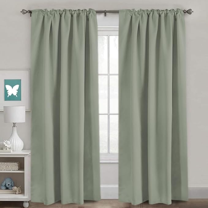 H.VERSAILTEX Blackout Curtains Thermal Insulated Window Treatment Panels Room Darkening Blackout Drapes for Living Room Back Tab/Rod Pocket Bedroom Draperies, 52 x 96 Inch, Light Sage,2 Panels - Image 2