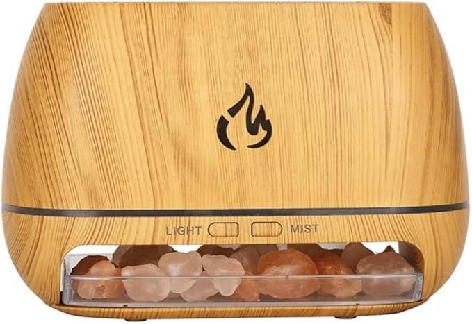 Multi-Colour Flame Humidifier Aromatherapy Diffuser, 7-Colour Flame Humidifier with Realistic Flame Effect, Suitable for Meditation, Yoga, Study, Bathroom and Spa Enthusiasts (Wood colour) by Unknown