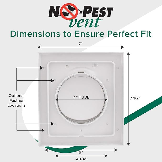 NO-PEST VENT, Exclusive Dual Door Dryer Vent Cover Outdoor 4 inch or Bathroom fan, Made in USA w Highest UV Resistant Plastic in any Outdoor Vent Cover (Onyx, 4 inch With 12" Duct Tube) - Image 4