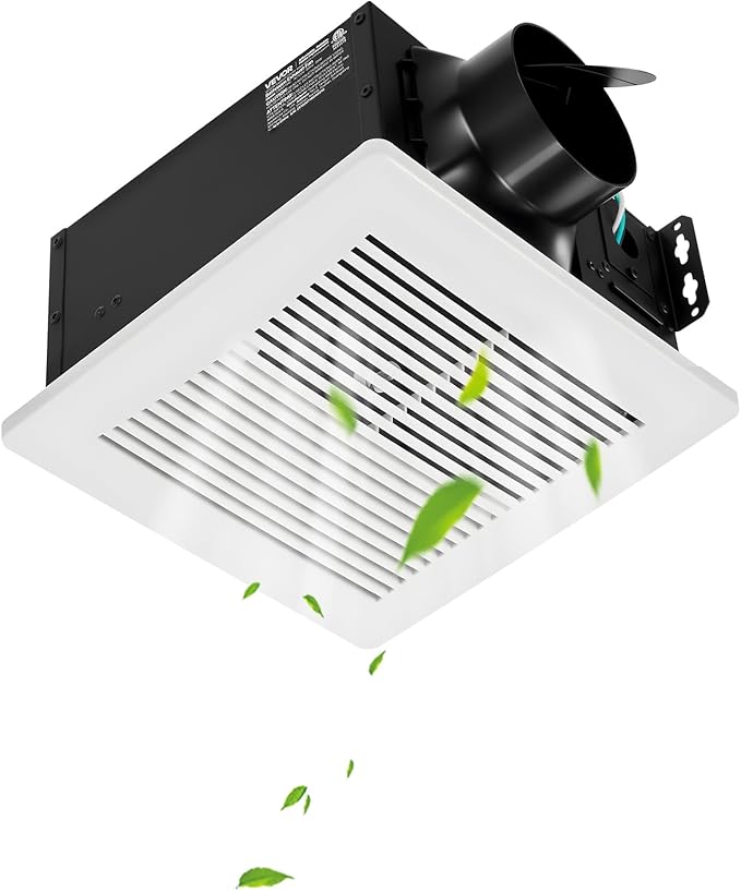 VEVOR Bathroom Exhaust Fan, 110 CFM Bathroom Vent, 1.5 Sones Low-Noise, Premium Motor Ceiling Fan, Standard 4-inch Duct Interface for Laundry Room, Storage Room, Home Ventilation, White by VEVOR