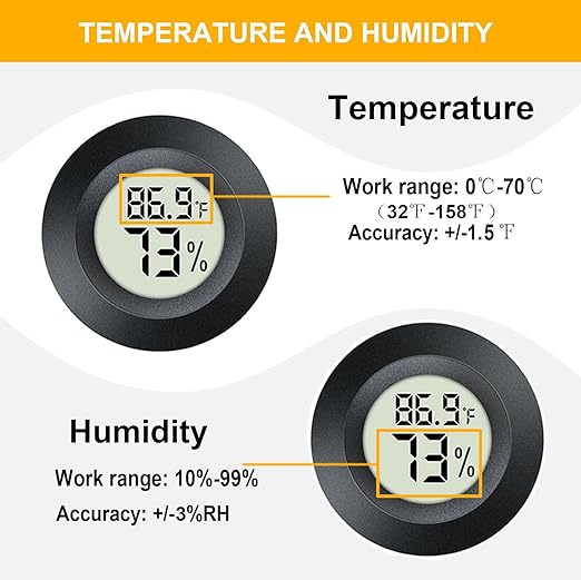 4 Pack Hygrometer Thermometer Digital Humidity Meter Indoor/Outdoor Humidity Monitor Reptile Thermo-Hygrometer for Greenhouse Humidors Terrarium Jars, Fahrenheit (℉) /Celsius(℃) (4) - Image 3