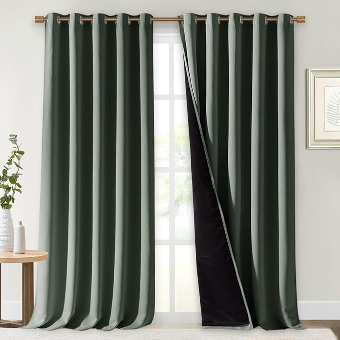 NICETOWN Full Shading Cold Blocking Curtains for Windows, Super Heavy-Duty Black Lined Blackout Drapes for Bedroom, Privacy Assured Window Treatment (Dark Mallard, Pack of 2, 70" W x 95" L) by NICETOWN