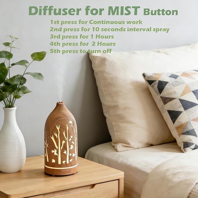 3 Essential Oil Diffuser Set,7.1''x3.5'' Aromatherapy Diffusers,Desk Humidifiers for Office,Small 200ml Humidifier with 7 LED Colors Night Lights,Waterless Auto-Off for Home Decor Gift (Tree) - Image 4