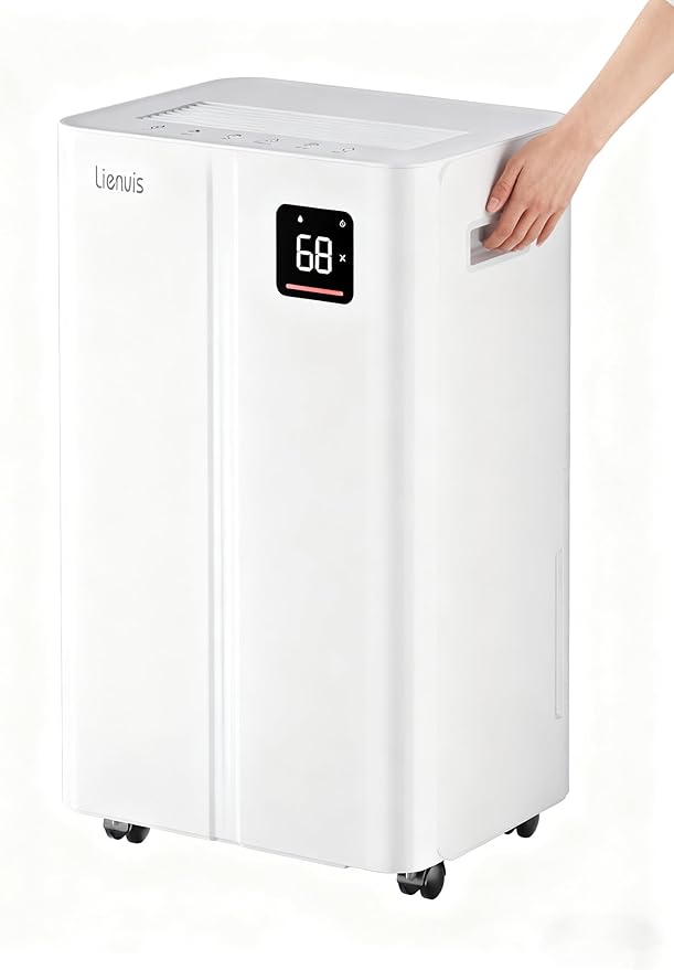 50 Pint Dehumidifier for Large Rooms & Basements, Up to 4,500 Sq.Ft, Automatic Humidity Control with Continuous Drain, Quiet 40dB, 24-Hour Timer, Wheels & Child Lock by Lienuis