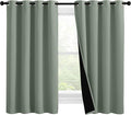 NICETOWN 100% Blackout Curtains 57 inches Long, Double-Deck Completely Blackout Window Treatment Thermal Insulated Lined Drapes for Small Window (Greyish Green, 1 Pair, 55 inches Width Each Panel) by NICETOWN
