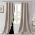 H.VERSAILTEX 100% Blackout Curtains for Bedroom Thermal Insulated Blackout Curtains 96 Inches Long Rod Pocket/Clip Rings Curtains for Living Room with Black Liner 2 Panels, Natural Sand by HVERSAILTEX