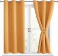 Hiasan Short Blackout Curtains for Bedroom - Thermal Insulated & Light Blocking Window Curtains for Living Room, 2 Drape Panels Sewn with Tiebacks, Pumpkin Orange, 42 x 45 Inch by Hiasan