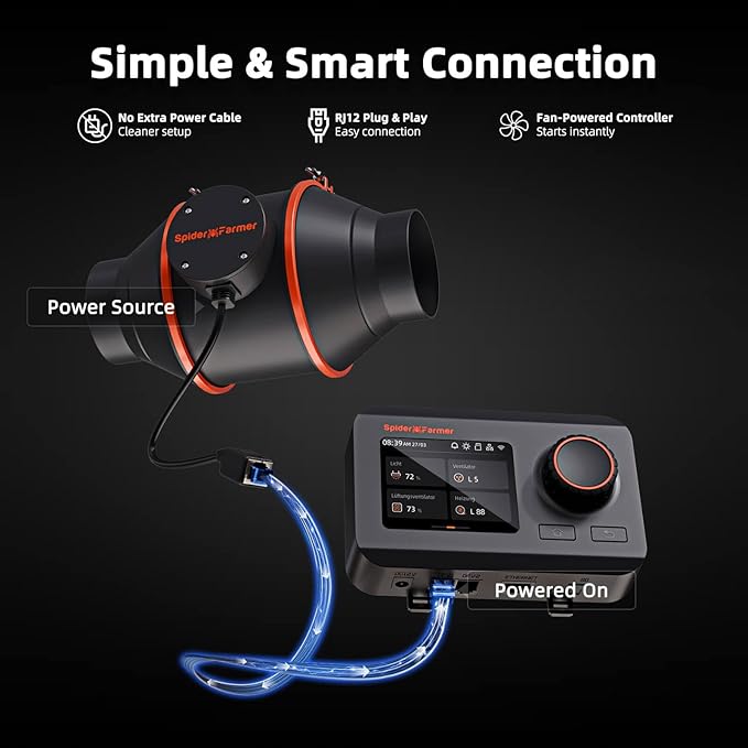 Spider Farmer 6 Inch Smart Inline Duct Fan with GGS Temperature Humidity Controller, Integrated App Control, 402 CFM Ventilation Exhaust Fan for Heating Cooling Booster, Grow Tents, Hydroponics - Image 2