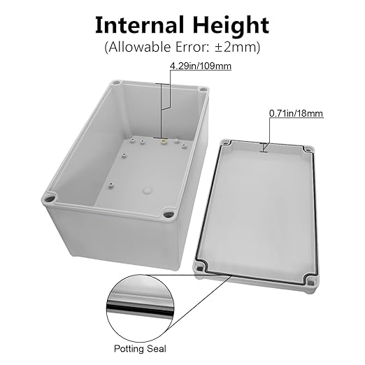 LeMotech IP67 Waterproof Junction Box ABS Plastic Project Box Dustproof Electrical Box Outdoor Enclosure for Electronics DIY Case Gray 9.8X 5.9X 5.1 inch(250mmx 150mmx 130mm) - Image 4