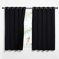 NICETOWN Complete 100% Blackout Curtains, Thermal Insulated & Energy Efficiency Window Draperies with Black Liner, Noise Reducing Short Curtains for Kids Room (Black, 62-inch W by 63-inch L, 2 Panels) by NICETOWN