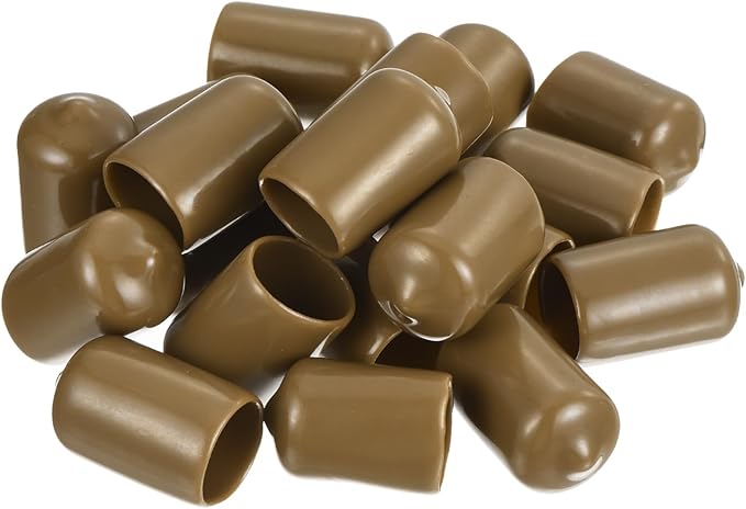 uxcell 20pcs Rubber End Caps 13.5mm ID Vinyl PVC Round Tube Bolt Cap Cover Screw Thread Protectors Light Brown - Image 4