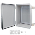 Waterproof Junction Box, ABS Plastic Electrical Box with Stainless Steel Latch, Hinged Cover Electric Project Enclosure Box with Mounting Plate, Wall Brackets & Cable Gland 11"x7.5"x5.1" by LuSumtly
