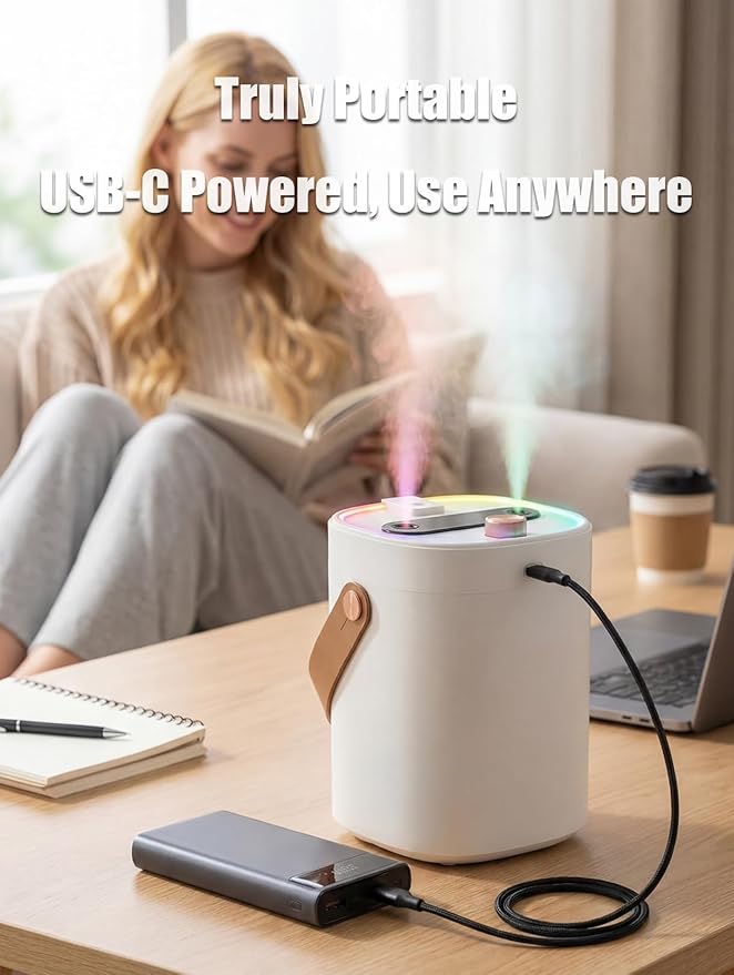 Humidifier, Essential Oil Diffuser, 2L Top Fill Humidifiers for Bedroom, Night Lights, Ultrasonic Cool Mist Humidifier, Auto Shut-Off for Plants Dorm Room Office Home - Image 7
