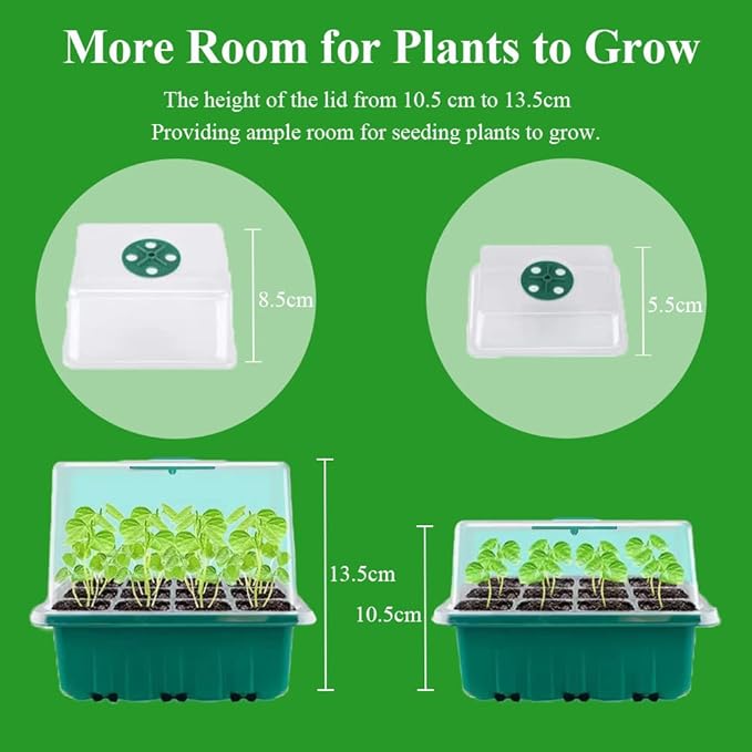 Seed Starter Tray Kit, 3-Pack Plant Growing Trays with Humidity Dome and Base, Labels and Hand Tool Kit for Seed Starting, Germination and Seedling Propagation (12 Cells per Tray) - Image 4