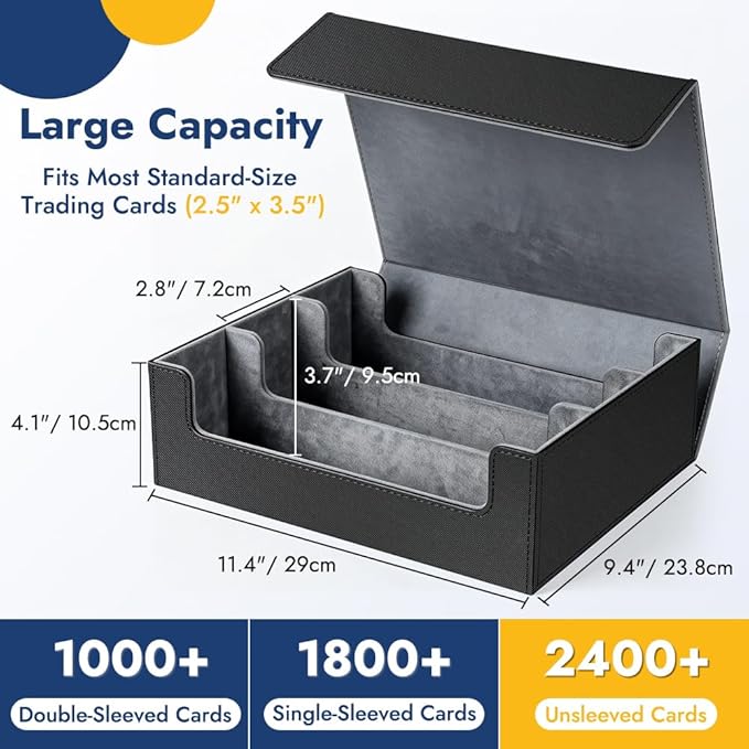 Shintop Card Storage Box for 1800+ Trading Cards, Deck Organizer Case with 24 Dividers, 30 Labels & 3 Supporters, Magnetic Closure Card Collection Holder Fit for Mtg, Yugioh, Tcg - Image 2