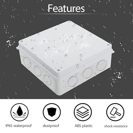 LeMotech Junction Box, Electrical Box IP65 Water Resistant Dustproof ABS Plastic Project Enclosure for Electronics White 7.9 x 7.9 x 3.1 inch - Image 6