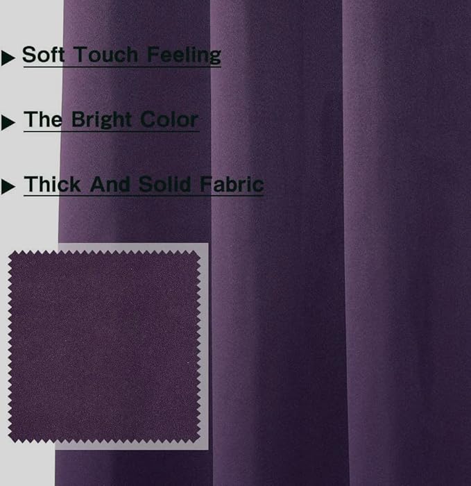 MYSKY HOME Blackout Door Curtains for Bedroom Grommet Top Closet Curtain for Doorway Thermal Insulated Room Darkening Drapes for Living Room, 1 Curtain Panel, 52 x 72 Inch, Royal Purple - Image 3