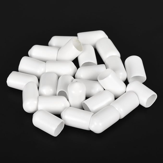 uxcell 20pcs Rubber End Caps 9mm ID Vinyl Round End Cap Cover Screw Thread Protectors White - Image 4