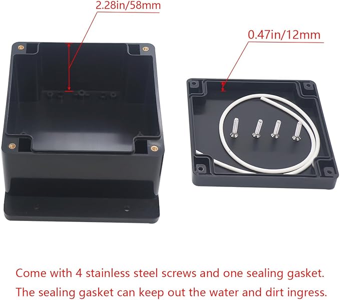 Project Box ABS Plastic Black Electrical Boxes IP65 Waterproof DIY Electronic Junction Box Power Enclosure with Fixed Ear 4.7x4.7x3inch (120x120x75 mm) - Image 4