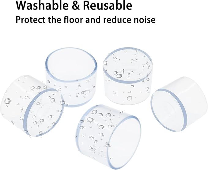 Round Chair Leg Caps,PVC Furniture Feet Covers,TTZEZE Transparent Round Floor Protectors,Clear Table Feet Covers Preventing Plastic Chair Leg Covers Scratches and Noise 32mm/1.26'', 12 - Image 5