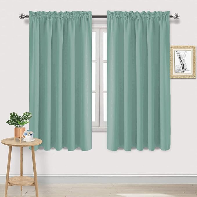 DWCN Blackout Curtains for Living Room Thermal Insulated, Energy Saving & Noise Reducing Bedroom Curtains, Sage Green, W 60x L 63 Inch, Set of 2 Rod Pocket Curtain Panels by DWCN