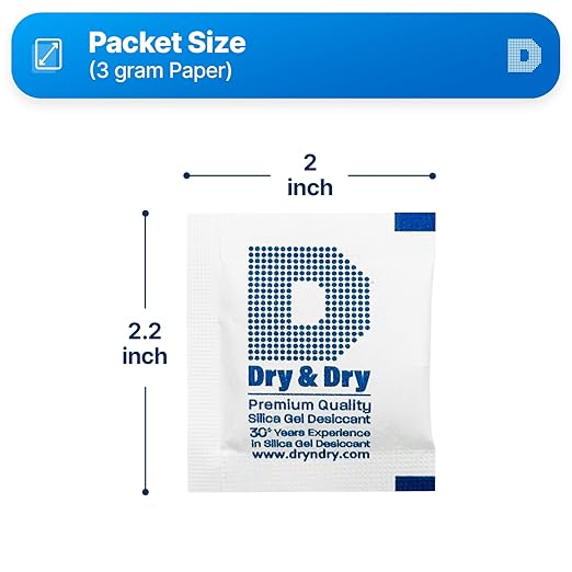 Dry & Dry 3 Gram [1000 Packets] Silica Gel Packets Silica Gel Desiccants, Silica Gel Packs - Rechargeable (Food Safe) Silica Gel Packets, Silica Packets - Image 6