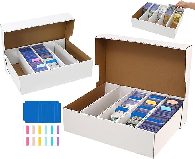 Trading Card Storage Box 3900-8000 Count Collector Cards Box White Sports Card Storage Boxes Card Sorting Tray Cases Cards Collection Trading Cards Box for Soccer Basketball Cards(2 Set) ﻿ by Unknown